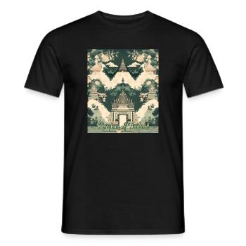Panorama du temple du Royaume de Thaïlande - T-shirt homme - noir - Devant - AI Model Male 178 light (178cm)