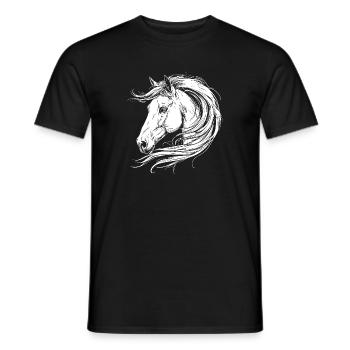 Elegant horse portrait with mane in white - Men's T-Shirt - black - Front - AI Model Male 178 light (178cm)