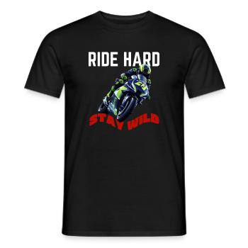 Roule dur, reste sauvage, moto rider - T-shirt homme - noir - Devant - AI Model Male 178 light (178cm)