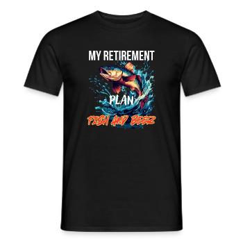 Mon plan de retraite : poisson et bière - T-shirt homme - noir - Devant - AI Model Male 178 light (178cm)