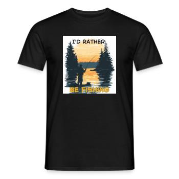 I'D RATHER BE FISHING SUNSET - Men's T-Shirt - black - Front - AI Model Male 178 light (178cm)