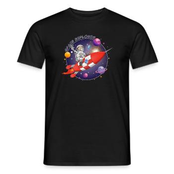 L’astronaute et la fusée rouge dans l’espace - T-shirt homme - noir - Devant - AI Model Male 178 light (178cm)