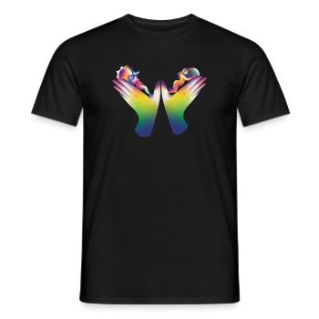 Rainbow Hands of Care - Men's T-Shirt - black - Front - AI Model Male 178 light (178cm)
