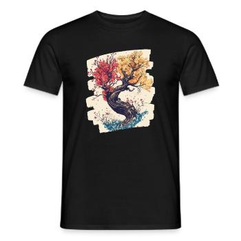 Printemps Printemps Début Fleur Fleurs - T-shirt homme - noir - Devant - AI Model Male 178 light (178cm)