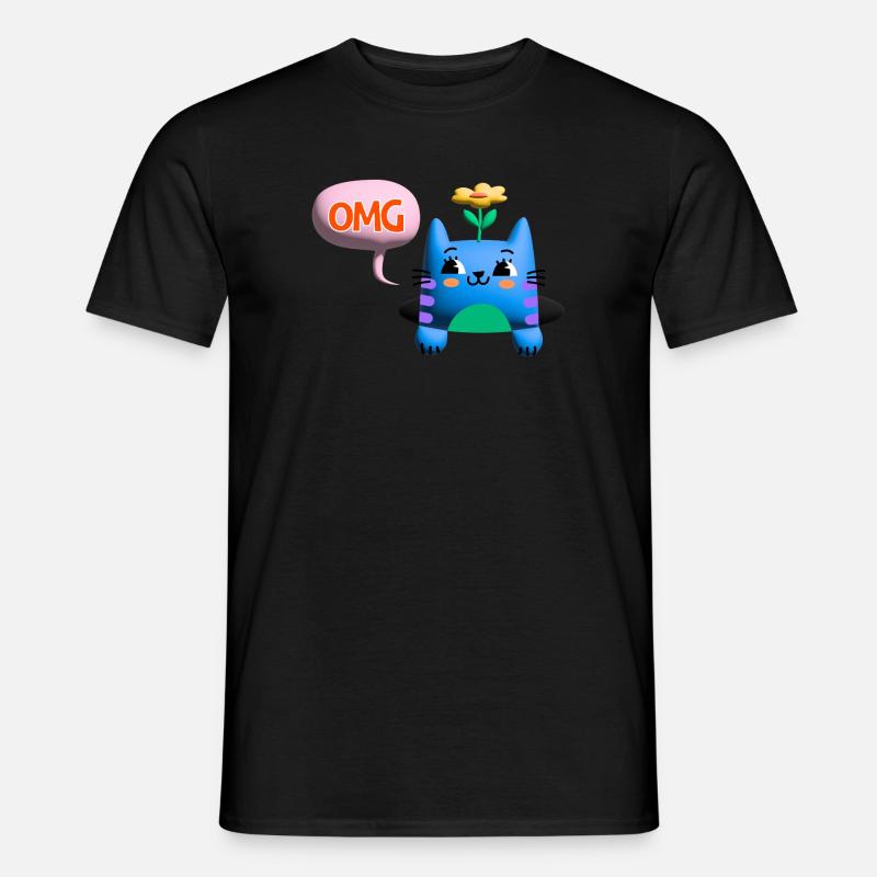 OMG Cat cute 3d bubble - Männer T-Shirt - Schwarz