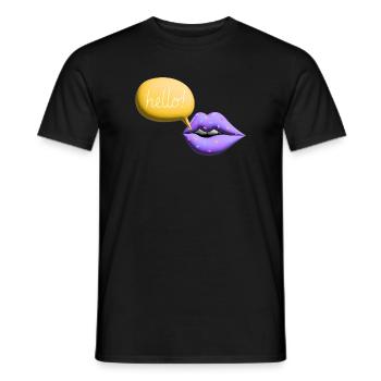 mund hello lippen retro 3d bunt - Männer T-Shirt - Schwarz - Vorne - AI Model Male 178 light (178cm)