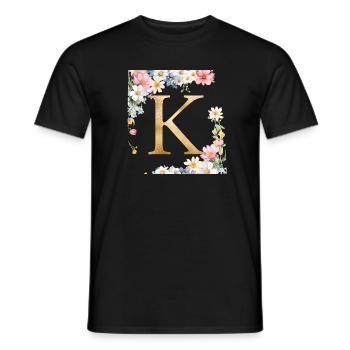 K Monogram, Floral, Personalizable - Men's T-Shirt - black - Front - AI Model Male 178 light (178cm)