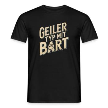 guy with beard beard barber full beard - Men's T-Shirt - black - Front - AI Model Male 178 light (178cm)