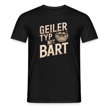 guy with beard beard barber full beard - Men's T-Shirt - black - Front - AI Model Male 178 light (178cm)