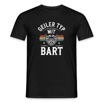 guy with beard beard barber full beard - Men's T-Shirt - black - Front - AI Model Male 178 light (178cm)
