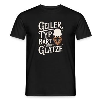 homme avec barbe et tête chauve porteur de barbe - T-shirt homme - noir - Devant - AI Model Male 178 light (178cm)
