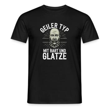 homme avec barbe et tête chauve porteur de barbe - T-shirt homme - noir - Devant - AI Model Male 178 light (178cm)