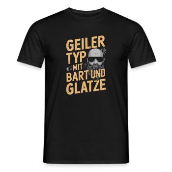homme avec barbe et tête chauve porteur de barbe - T-shirt homme - noir - Devant - AI Model Male 178 light (178cm)
