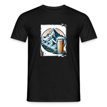 Mountain and Beer Nature Motif - Men's T-Shirt - black - Front - AI Model Male 178 light (178cm)