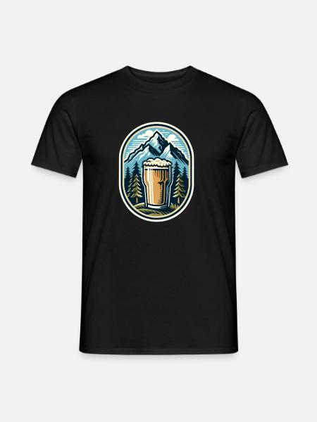 Berg Panorama mit Bierglas - Männer T-Shirt - Schwarz