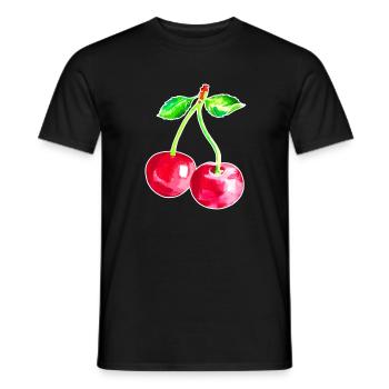 Cherry, Red cherries - Men's T-Shirt - black - Front - AI Model Male 178 light (178cm)