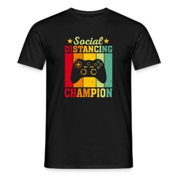 Social Distancing Champion – Retro Gaming - Männer T-Shirt - Schwarz - Vorne - AI Model Male 178 light (178cm)