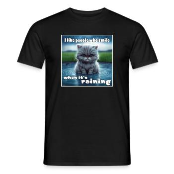 Cat in the rain - Men's T-Shirt - black - Front - AI Model Male 178 light (178cm)
