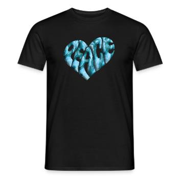 Coeur de la Paix 3d Marbré - T-shirt homme - noir - Devant - AI Model Male 178 light (178cm)