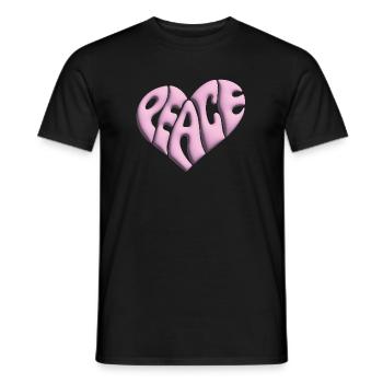 Coeur de la Paix 3d rose - T-shirt homme - noir - Devant - AI Model Male 178 light (178cm)