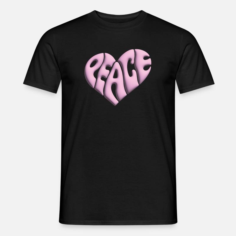 Peace Herz 3d pink - Männer T-Shirt - Schwarz