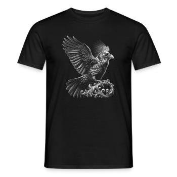 Black Raven in Realist Style - Men's T-Shirt - black - Front - AI Model Male 178 light (178cm)