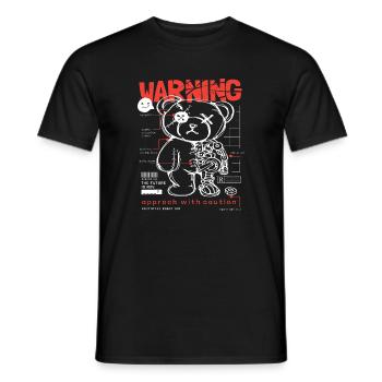 Warning Bear – Robotic Streetwear - Männer T-Shirt - Schwarz - Vorne - AI Model Male 178 light (178cm)