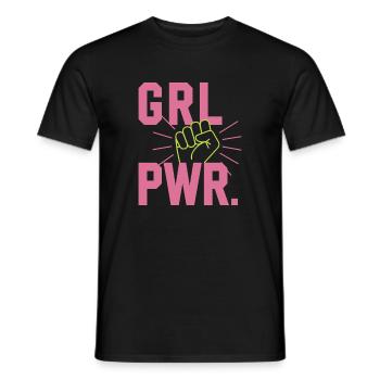 Women Power GRL PWR Girl Patriarchy Feminism - Men's T-Shirt - black - Front - AI Model Male 178 light (178cm)