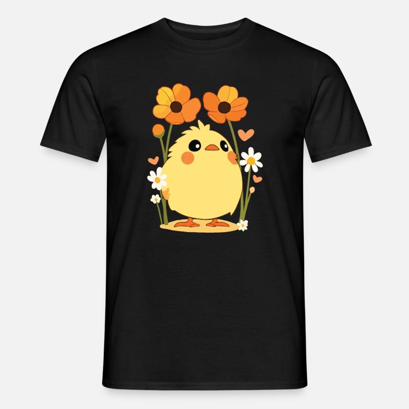 Chick, Spring, Flowers, Summer, Easter, Garden - Men's T-Shirt - black