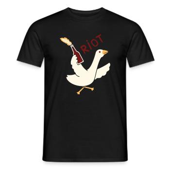 Rioting Goose T-Shirt – lustige und skurrile Grafik - Männer T-Shirt - Schwarz - Vorne - AI Model Male 178 light (178cm)