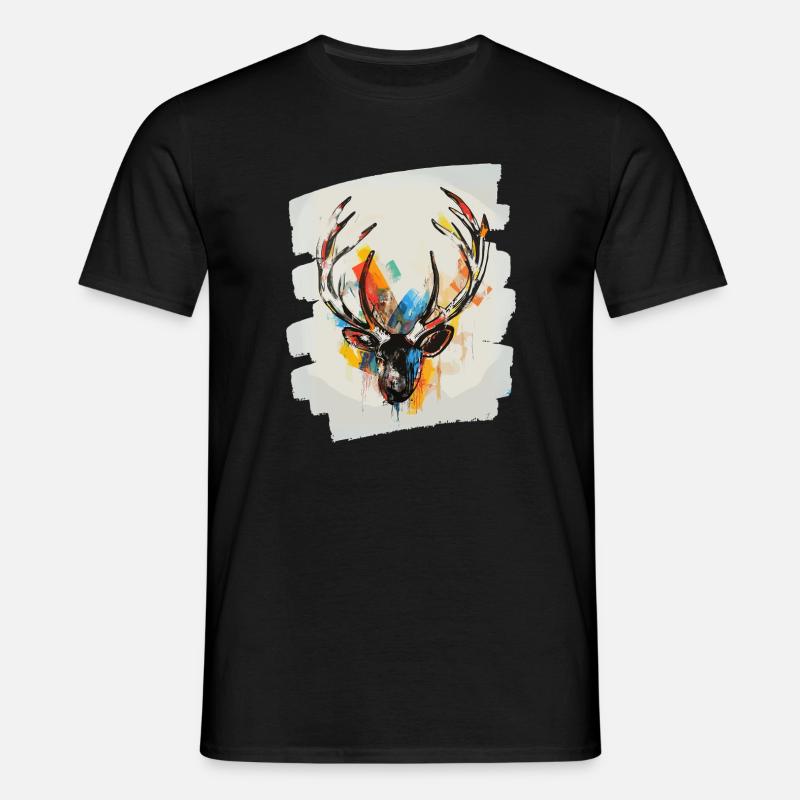 Deer with antlers - Men's T-Shirt - black