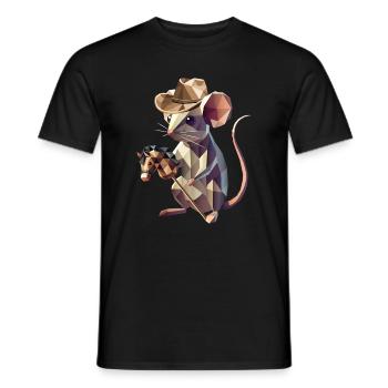 Souris de cow-boy avec cheval de loisir - T-shirt homme - noir - Devant - AI Model Male 178 light (178cm)