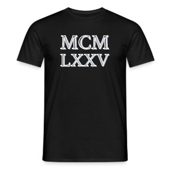 Roman numerals 1975 - MCMLXXV - Men's T-Shirt - black - Front - AI Model Male 178 light (178cm)
