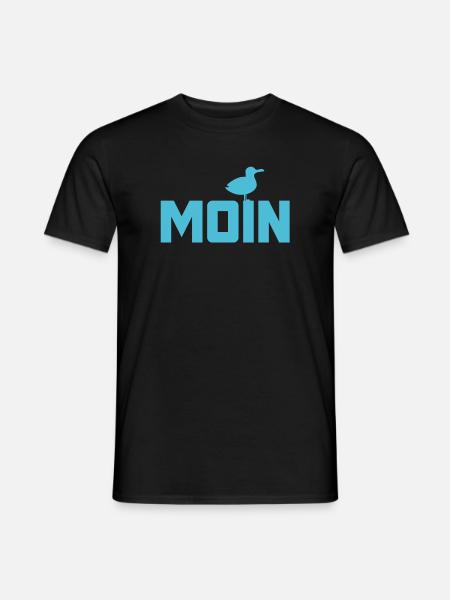 Moin Möwe Ahoi Nordsee Ostsee Küste Urlaub Strand - Männer T-Shirt - Schwarz