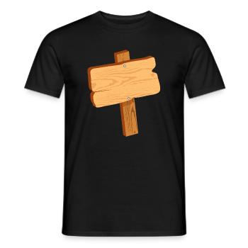 Rustic sign in wood look without text - Men's T-Shirt - black - Front - AI Model Male 178 light (178cm)