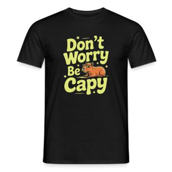 Capybara Dont Worry Be Capy Capybara Rodent - Men's T-Shirt - black - Front - AI Model Male 178 light (178cm)