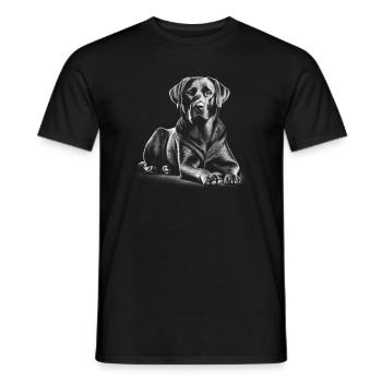 Labrador mignon dans la pose allongée - T-shirt homme - noir - Devant - AI Model Male 178 light (178cm)