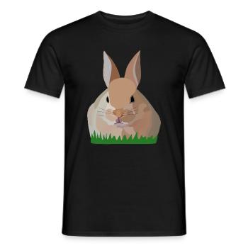 Holly Rabbit in the Grass - Men's T-Shirt - black - Front - AI Model Male 178 light (178cm)