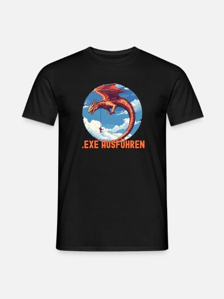EXE AUSFÜHREN Drachen Admin IT Informatik Lustig - Männer T-Shirt - Schwarz