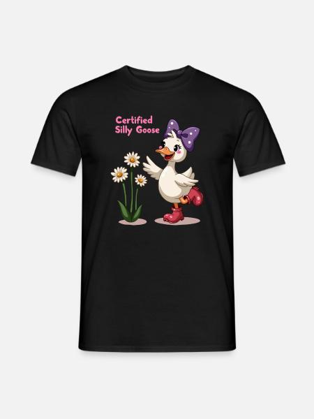 Certified Silly Goose Funny Cartoon Goose T-Shirt - Men's T-Shirt - black