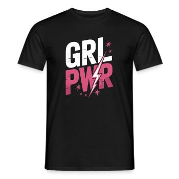 Women Power GRL PWR Girl Patriarchy Feminism - Men's T-Shirt - black - Front - AI Model Male 178 light (178cm)