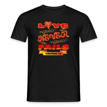Love Never Fails - Men's T-Shirt - black - Front - AI Model Male 178 light (178cm)
