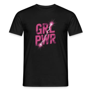 Women Power GRL PWR Girl Patriarchy Feminism - Men's T-Shirt - black - Front - AI Model Male 178 light (178cm)