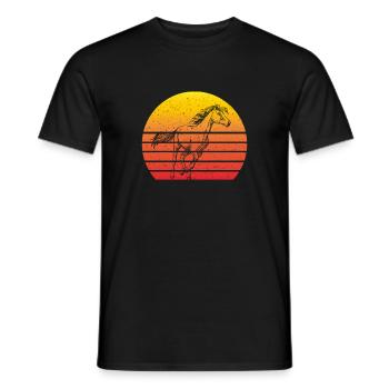 Pferd Motiv Retro Sunset - Männer T-Shirt - Schwarz - Vorne - AI Model Male 178 light (178cm)