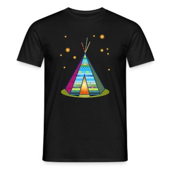 Buntes Tipi-Zelt – Fantasievolles Muster - Männer T-Shirt - Schwarz - Vorne - AI Model Male 178 light (178cm)