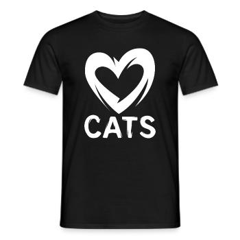 cats Liebe - Herzsymbol für Katzenfreunde - Männer T-Shirt - Schwarz - Vorne - AI Model Male 178 light (178cm)