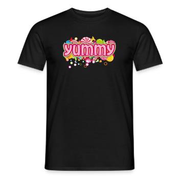 Yummy – une typographie aux couleurs bonbon pour les gourmands - T-shirt homme - noir - Devant - AI Model Male 178 light (178cm)