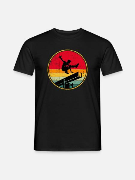 Retro Skater Silhouette on Sunset Stripes - Men's T-Shirt - black
