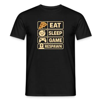 Eat Sleep Game Respawn Design - Men's T-Shirt - black - Front - AI Model Male 178 light (178cm)