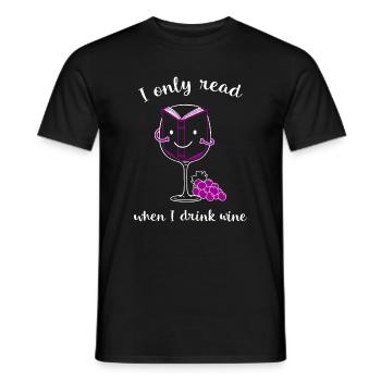 Je ne lis que quand je bois du vin. - T-shirt homme - noir - Devant - AI Model Male 178 light (178cm)
